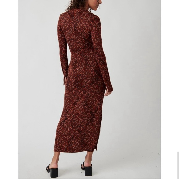 XL NWT Free People Shayla- Maxi wrap deep- v dress with thigh high slit.Size XL - Picture 2 of 12